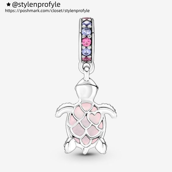 Pandora Murano Glass Pink Sea Turtle Dangle Charm - Picture 1 of 6